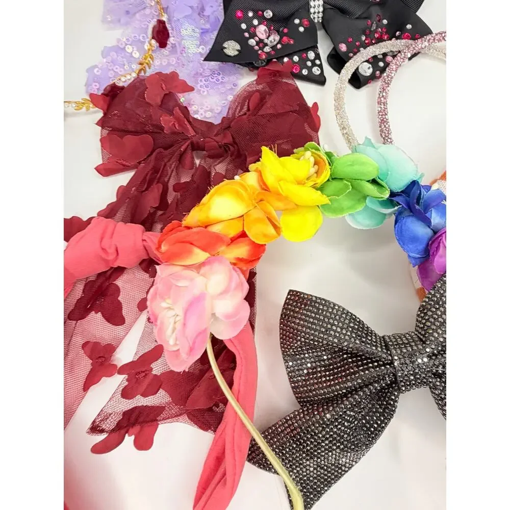 🎀 📦 Girls Hair Accessory Bundle 10 pc - JoJo Siwa Rhinestone Bow & Headbands